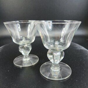 Vintage Seneca Ingrid Clear Elegant 4.5inch Goblets Footed Cups Glasses Set 2